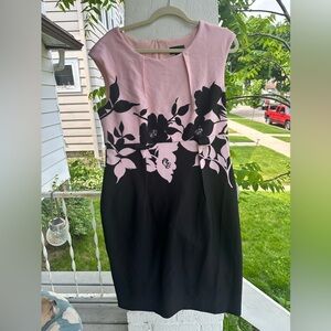 Pink & Black Floral Knee-Length Sheath Dress - Size XL